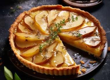 Cardamom Pears & Caramelized Leek Custard Tart