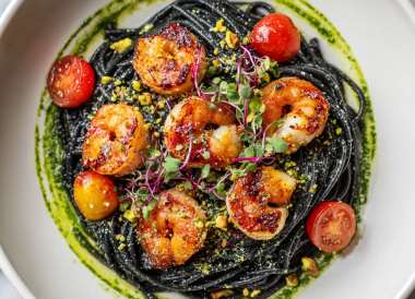 May the Fourth Galactic Squid Ink Pasta with Jedi Pesto