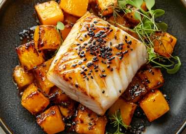 Miso-Yuzu Glazed Cod with Roasted Kabocha